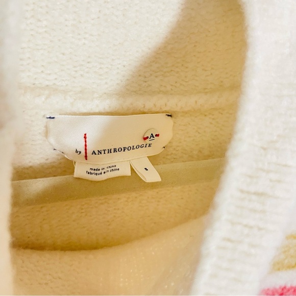 Anthropologie Elana Tunic Sweater Pullover Funnel Neck Striped Oversized Preppy - Picture 6 of 10